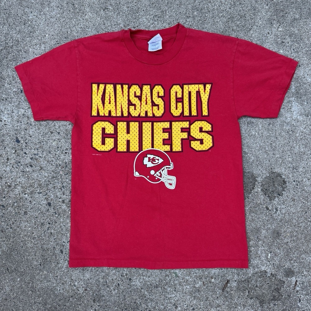 Vintage 90s Kansas City Chiefs Tee Shirt Red Medium Single Stitch 1996 USA